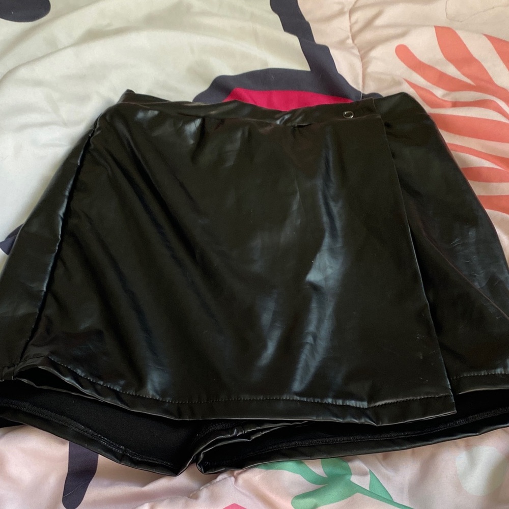 Black Faux Leather Mini Skirt